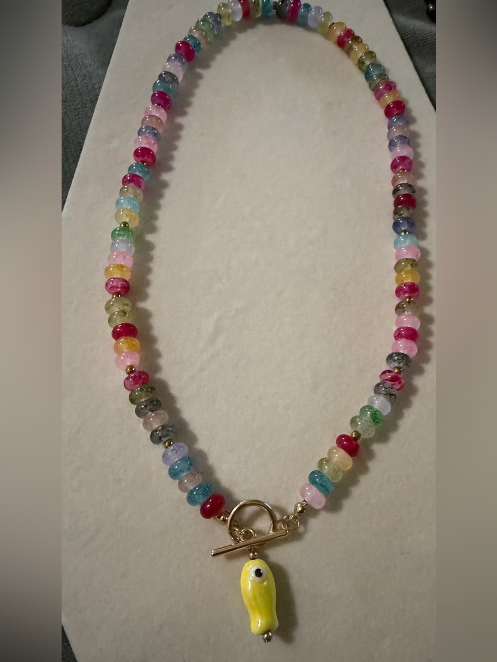 Free People Bead Necklace Yellow Fish Charm
